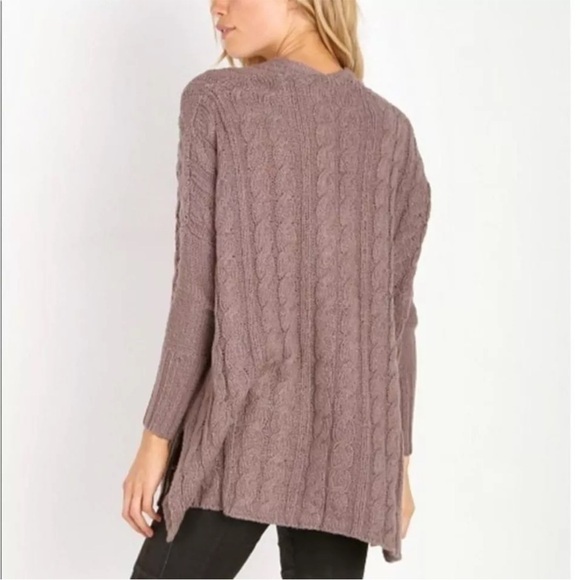 Free People Easy Cable Knit V Neck Sweater M Cotton See Note - Picture 2 of 9
